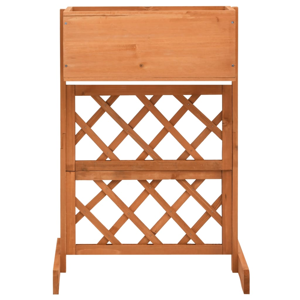 narancssárga tömör fenyőfa rácsos kerti ültetőláda 45x30x74 cm (314838)