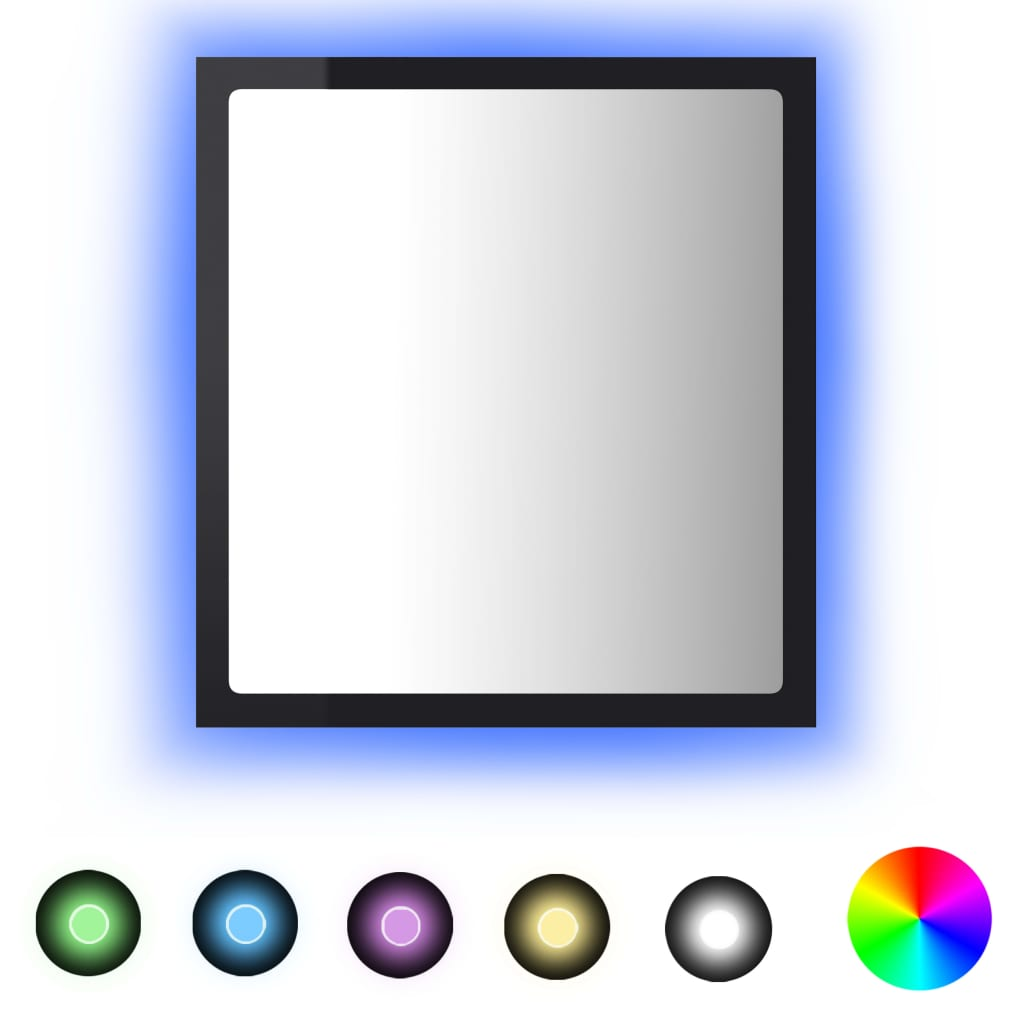 magasfényű fekete akril LED-es fürdőszobatükör 40x8,5x37cm (804914)