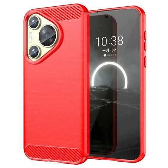 Gigapack Huawei Pura 70 szálcsiszolt, karbon mintás tok piros (GP-158646) (GP-158646)