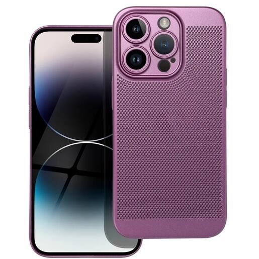 Gigapack Apple iPhone 14 Pro légáteresztő, lyukacsos műanyag tok lila (GP-142574) (GP-142574)
