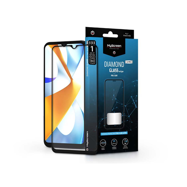 Xiaomi Poco C40 edzett üveg képernyővédő fólia - MyScreen Protector Diamond Glass Lite Edge2.5D Full Glue - black