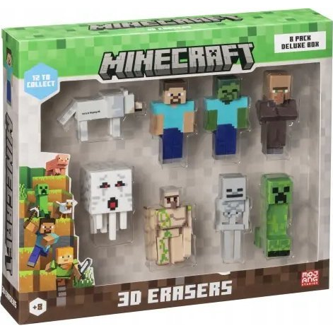 Mojang Studios 8 darabos Minecraft 3D radírfigura készlet 5cm - A Verzió (MC4070A)