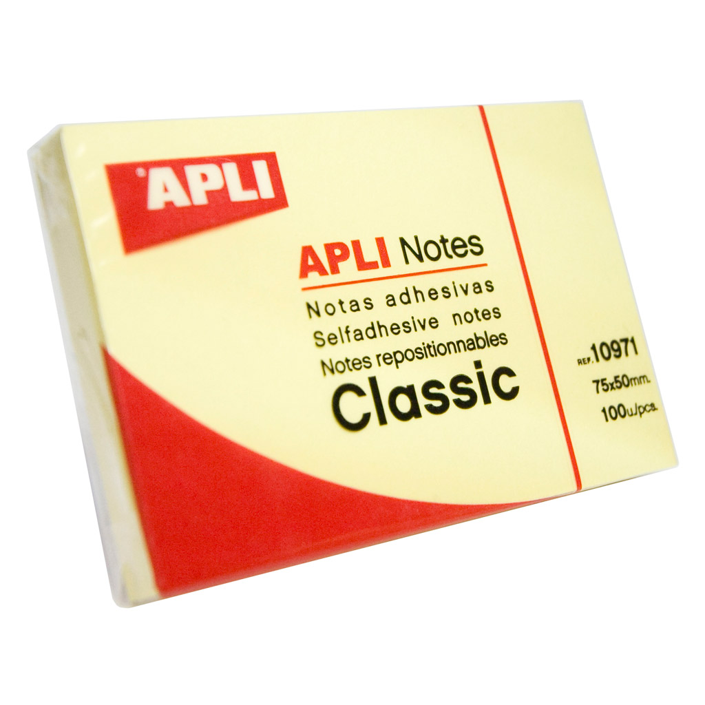 Apli 50x75mm öntapadó jegyzettömb (100db) - Sárga (10971)