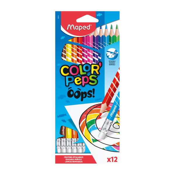 Pastelky 12kol. Maped ColorPeps trojúhelníkové OOPS abrazivní s gumičkou