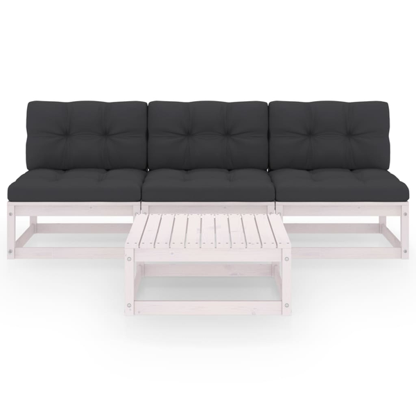 Set mobilier de grădină cu perne, 4 piese, lemn masiv de pin