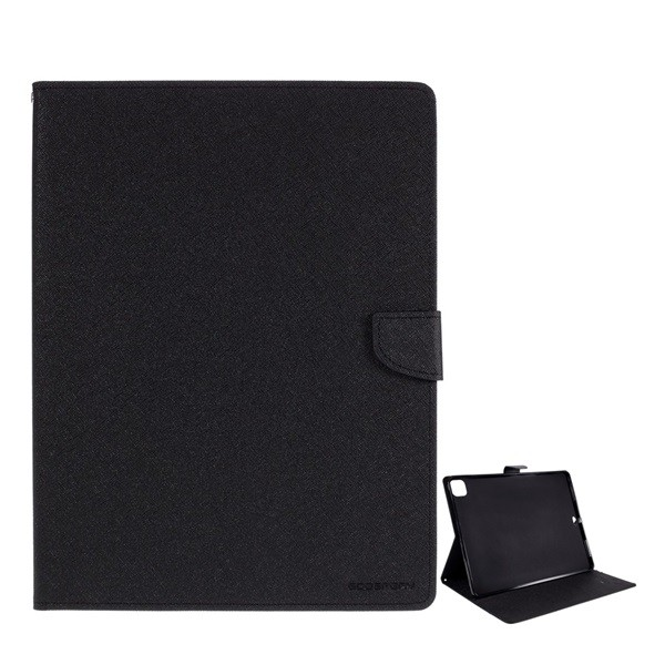 MERCURY Goospery Fancy tok álló, bőr hatású (FLIP, oldalra nyíló, asztali tartó funkció, textil minta) FEKETE [Apple IPAD Pro 12.9 (2020)] (5996457964017)