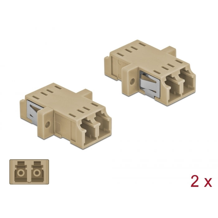 Delock LC optikai szálas csatlakozó duplex anya - LC Duplex anya, multimódosú 2 db. Bézs (86535) (86535)