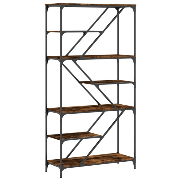Bibliotecă, stejar fumuriu, 91x36x176 cm, lemn prelucrat/oțel