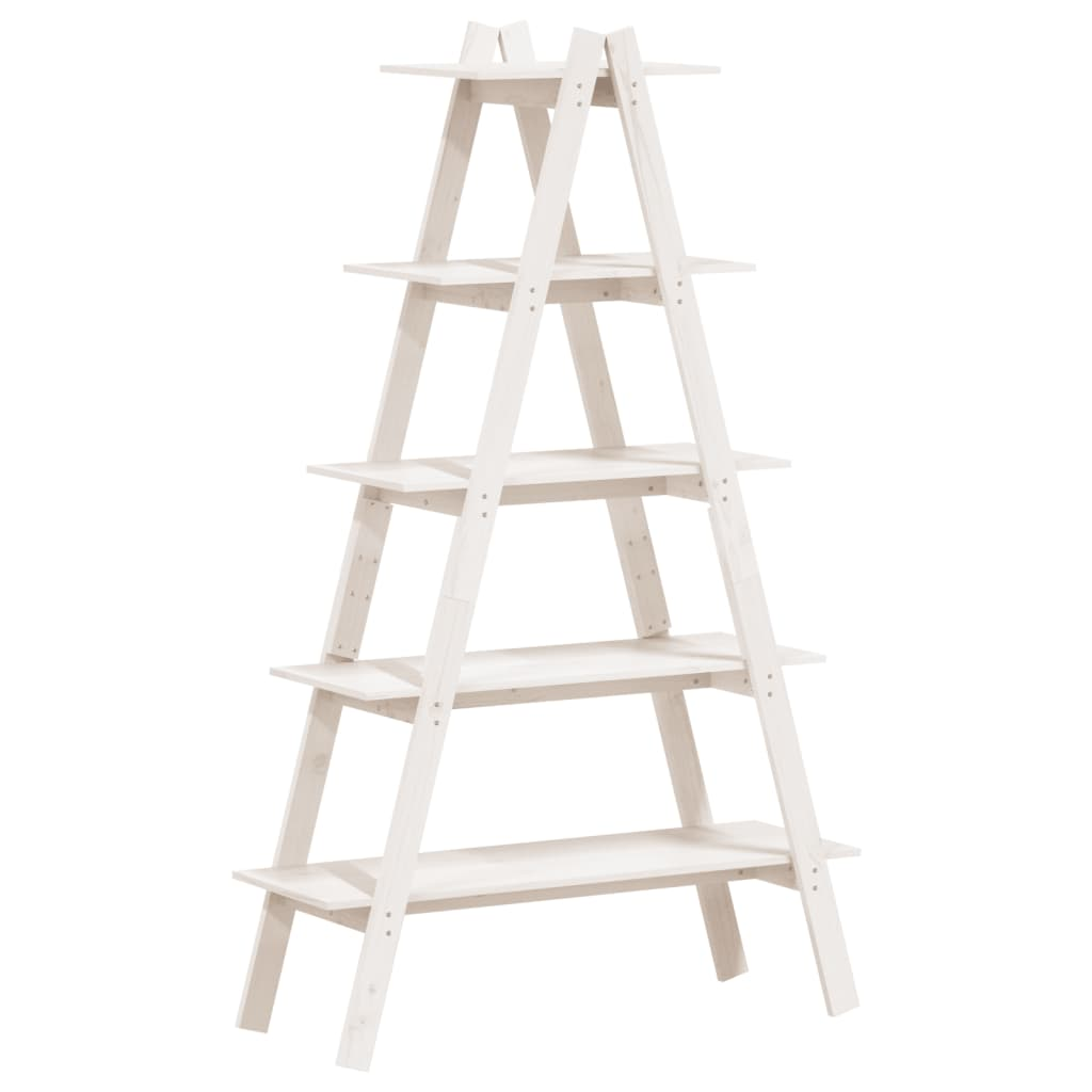 5 szintes A-alakú tömör fenyőfa polc 110 x 40 x 180,5 cm (832332)