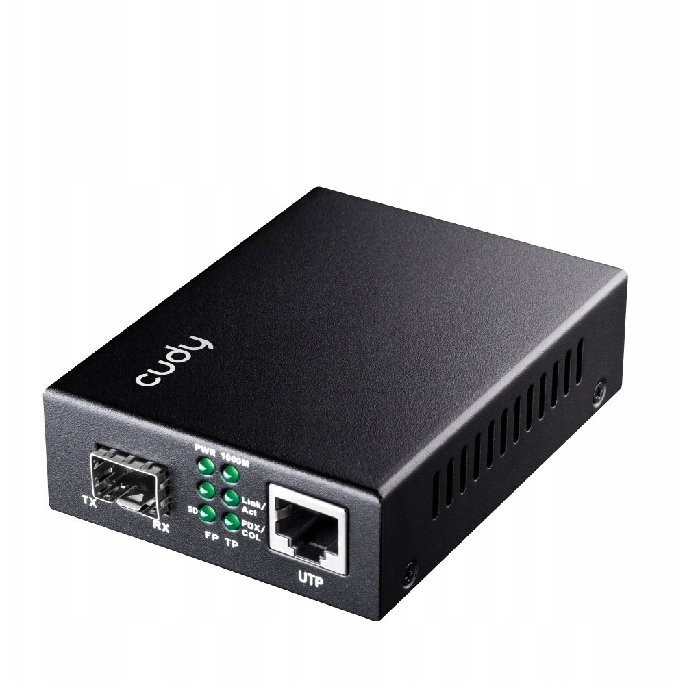Cudy Gigabit Ethernet PoE+ Media Converter, MC220P 2.0 konvertor sieťovej kabeláže 1250 Mbit/s Čierna
