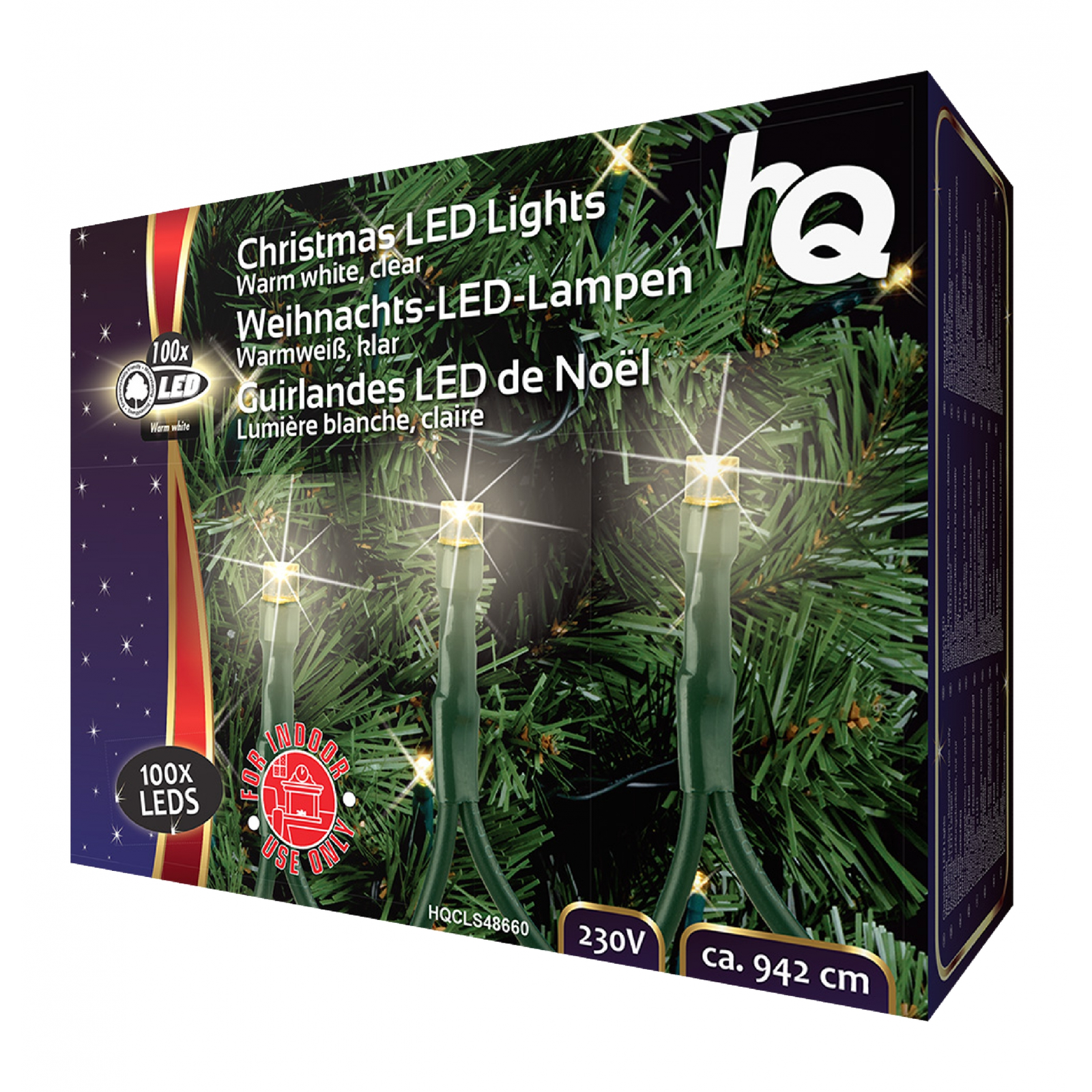 HQ BN-LG-100WW/1 Beltéri LED fényfüzér 9.4m - Meleg fehér (HQCLS48660)