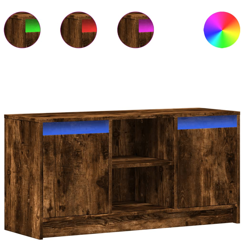 füstös tölgy színű szerelt fa LED-es TV-szekrény 100x34x50 cm (852191)