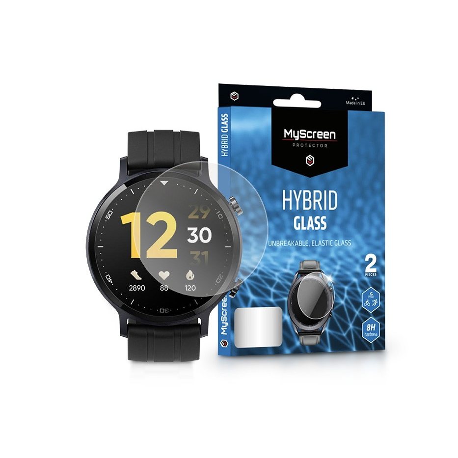 Realme Watch S Pro rugalmas üveg képernyővédő fólia - MyScreen Protector Hybrid Glass - 2 db/csomag - transparent (LA-2139)
