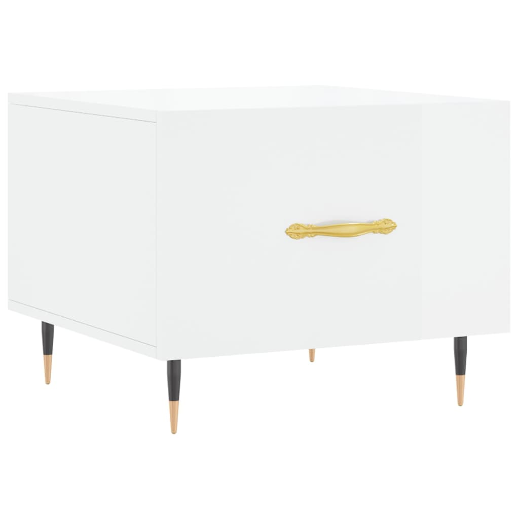 magasfényű fehér szerelt fa dohányzóasztal 50 x 50 x 40 cm (829352)