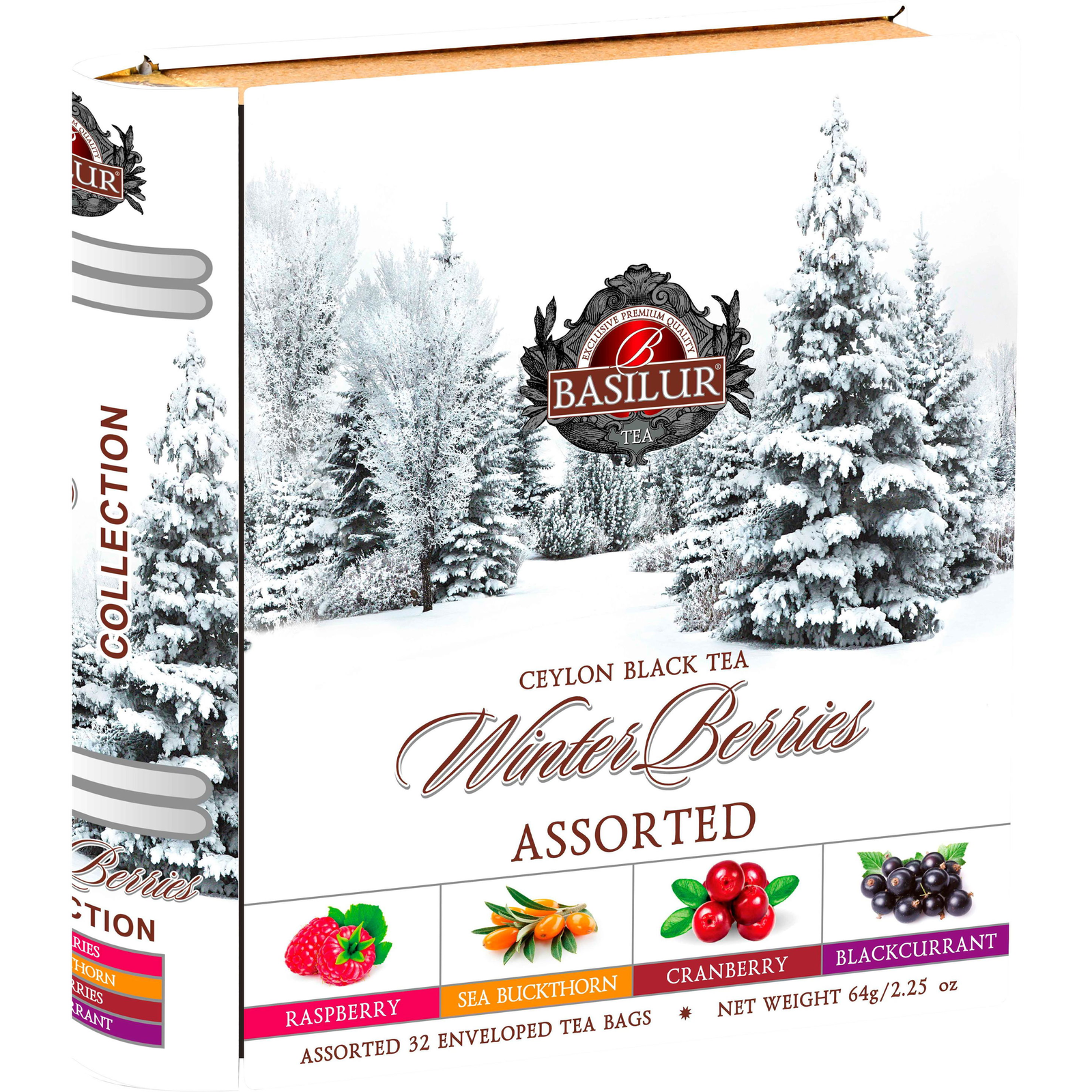 BASILUR Winter Berries Book Assortedt 32 × 2 g, fém dobozban (4792252947238)