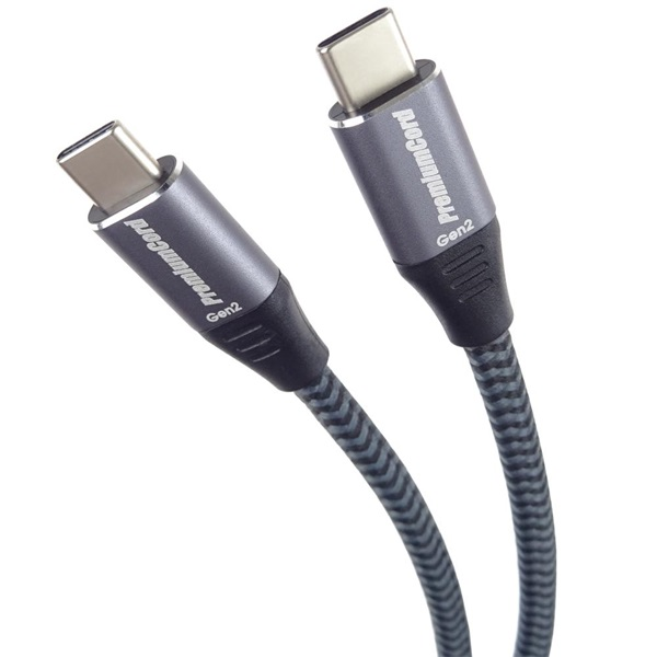 PREMIUMCORD Kábel USB 3.2 Gen 2x2, C - C, 100W, 5A, 20Gbit/s, M/M, 1m, szürke (KU31CR1)