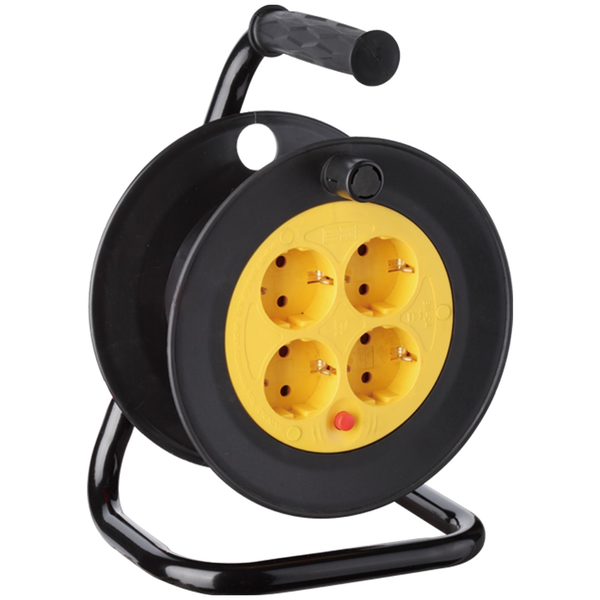 Entac ESCRG4-15 250V Hosszabbítós kábeldob 4 aljzatos 15m - Fekete/Sárga