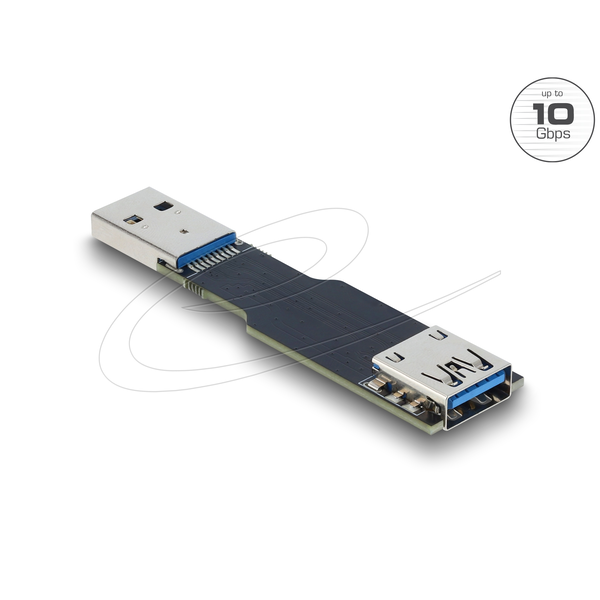 Delock USB 10 Gbps adapter USB A-típusú aljzat   dugós csatlakozó, egyenes, lapos kialakítású