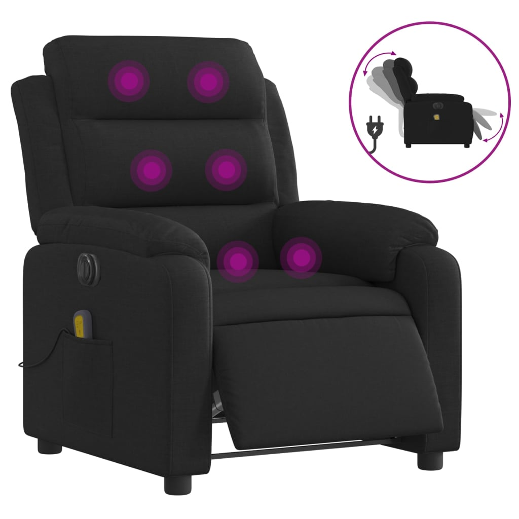 fekete szövet elektromos dönthető masszázsfotel (3204970)