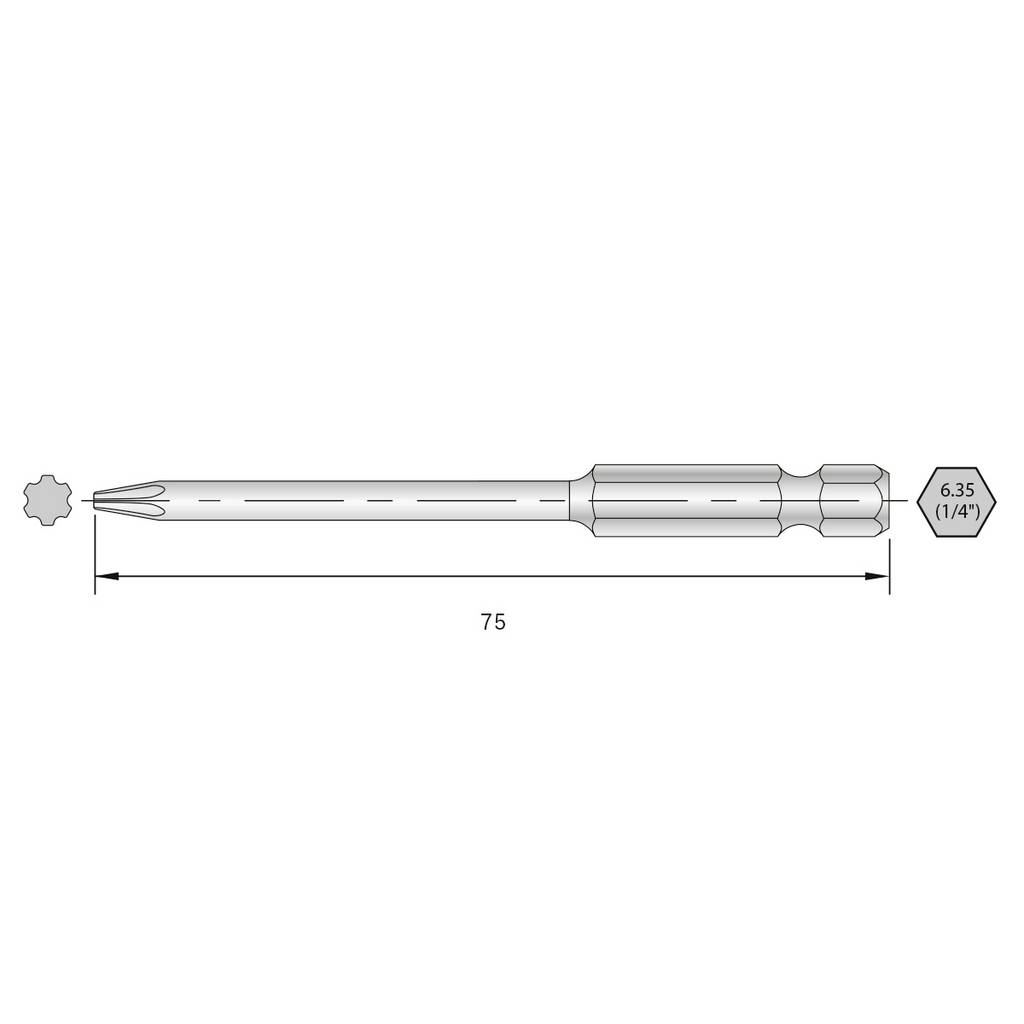 Bernstein Torx bit HRC acél Ötvözött E 6.3 6 db (6-IP15-75) (6-IP15-75)