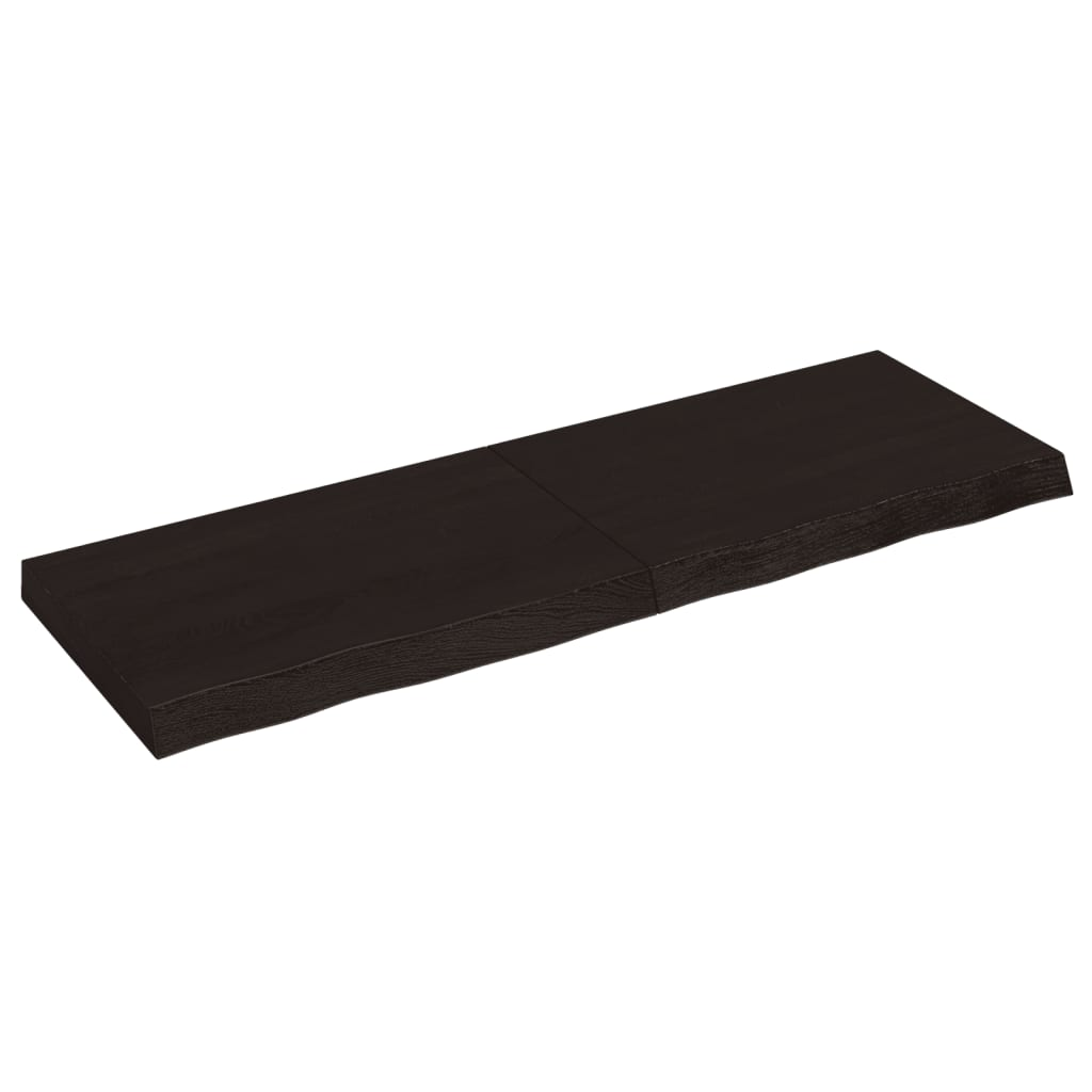sötétbarna kezelt tömör tölgyfa fali polc 120 x 40 x (2-6) cm (363815)