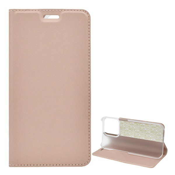 Tok álló, bőr hatású (FLIP, oldalra nyíló, asztali tartó funkció) ROZÉARANY 2 [Apple iPhone 13 Pro] (5996591110530)