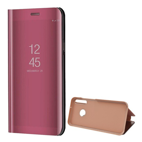 Tok álló (aktív FLIP, oldalra nyíló, asztali tartó funkció, tükrös felület, Mirror View Case) ROZÉARANY [Huawei P40 Lite E / Y7p] (5996457965809)