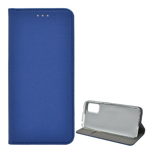 Tok álló, bőr hatású (FLIP, oldalra nyíló, asztali tartó funkció, rombusz minta) SÖTÉTKÉK [Xiaomi Redmi Note 10 5G (Poco M3 Pro 5G)] (5996591089539)