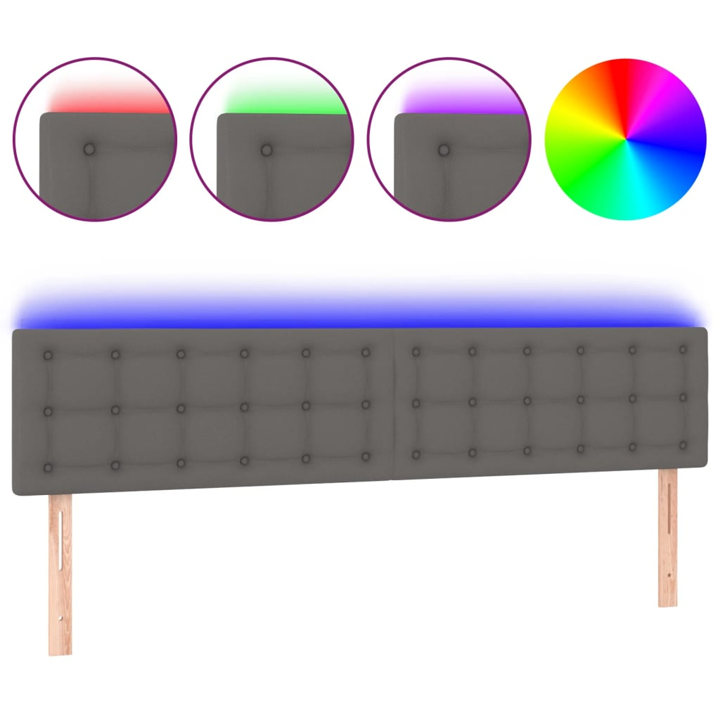 szürke műbőr LED-es fejtámla 200 x 5 x 78/88 cm (3121724)
