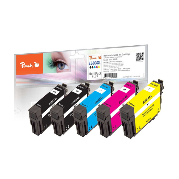 Peach PI200-862 Мултипак с 5 броя мастилни касети XL: черно, синьо, магента, жълто