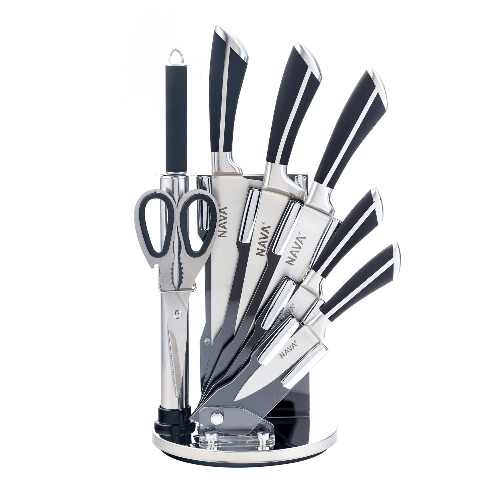 Somogyi Nava Rozsdamentes acél késkészlet akril állvánnyal 7db-os - Acél (10-167-021)