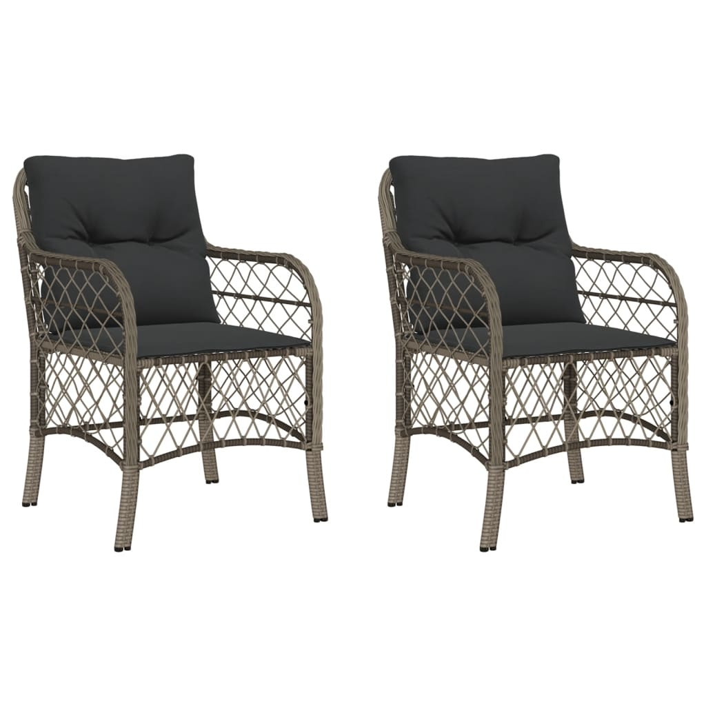 2 db szürke polyrattan kerti szék párnával (365155)