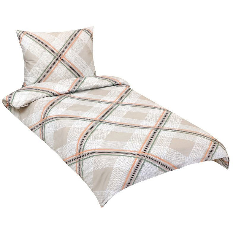 Bellatex ágynemű, szatén 94/258 bézs kockás, 140 × 220, 70 × 90 (8592325187938)