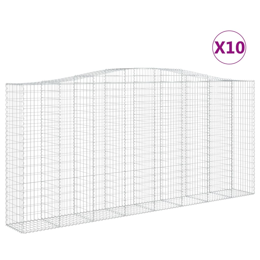 10 db íves horganyzott vas gabion kosár 400x50x180/200 cm (3146016)
