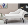 Chaise Lounge Vintage Patas Negras Tapicería De Tela De Poliéster Blanco Derecho Biarritz - Blanco