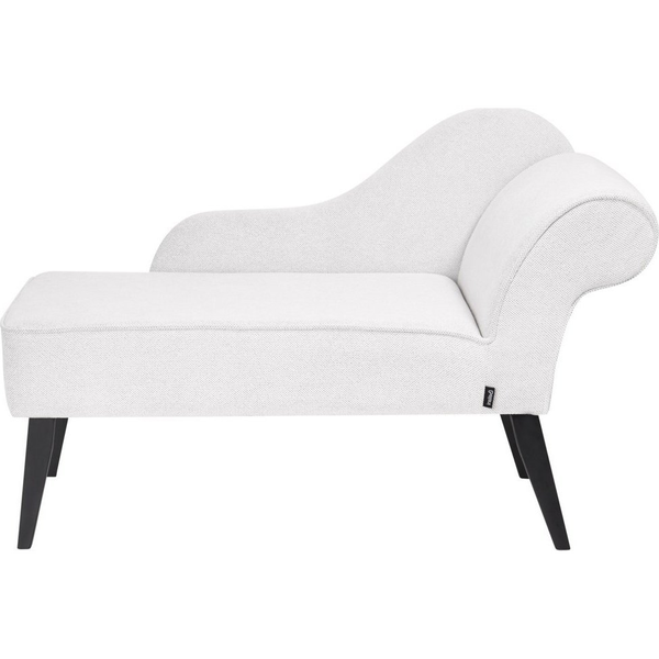 Chaise Lounge Vintage Patas Negras Tapicería De Tela De Poliéster Blanco Derecho Biarritz - Blanco