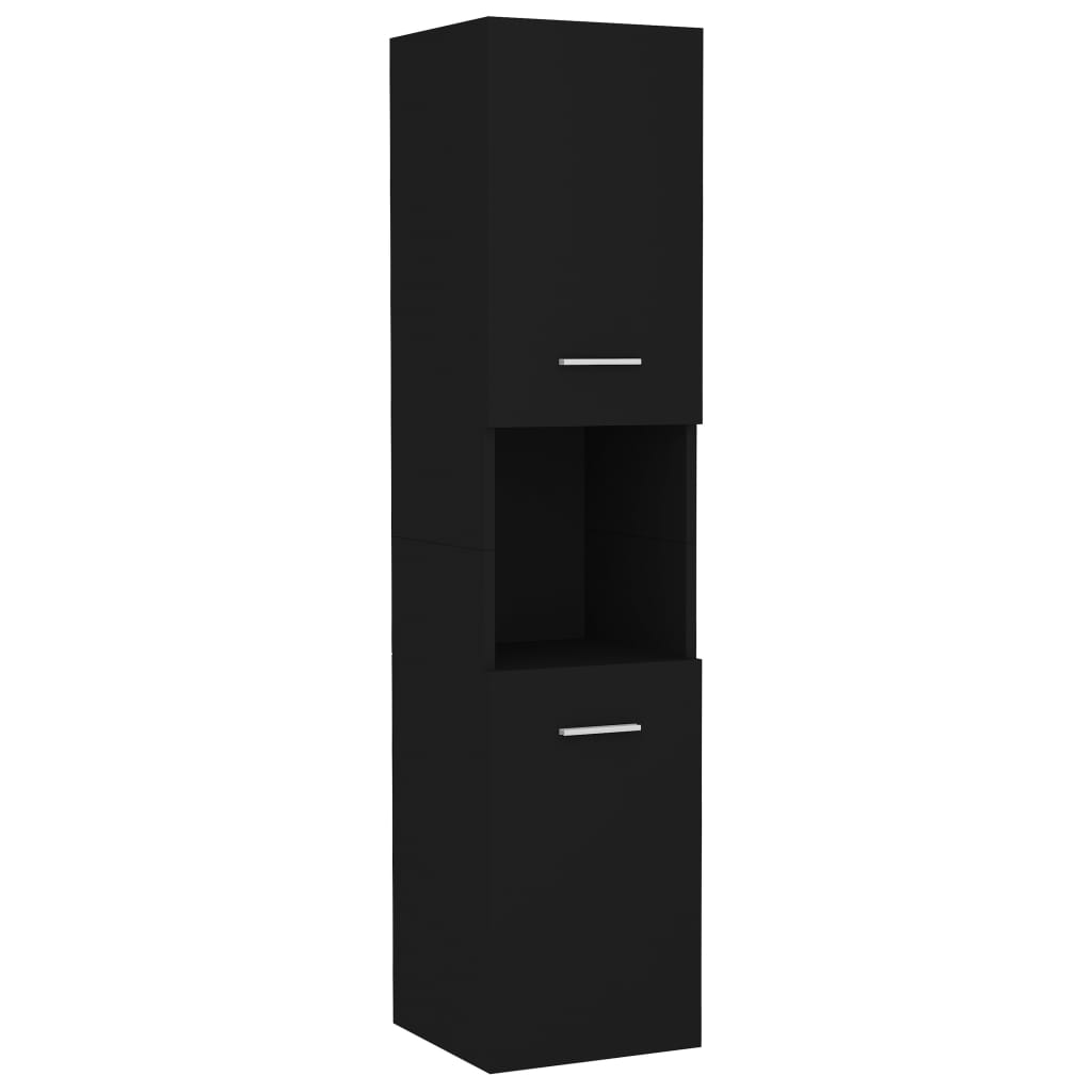 fekete forgácslap fürdőszobaszekrény 30 x 30 x 130 cm (804998)