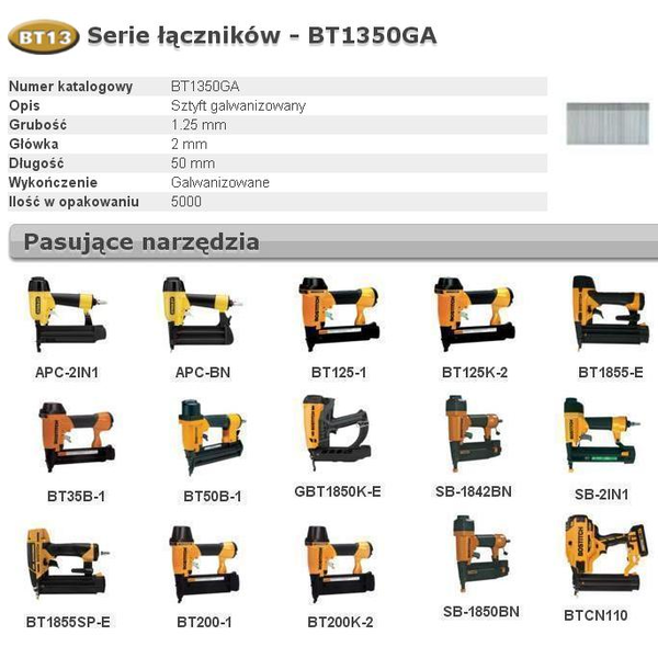 BOSTITCH PINS BT13 50mm 5M 18GA