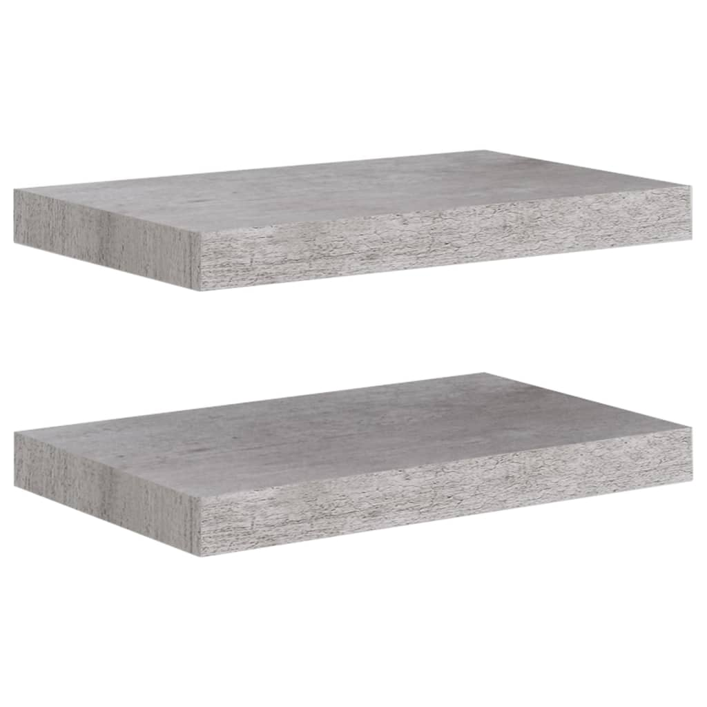 2 db betonszürke MDF lebegő fali polc 40 x 23 x 3,8 cm (326592)