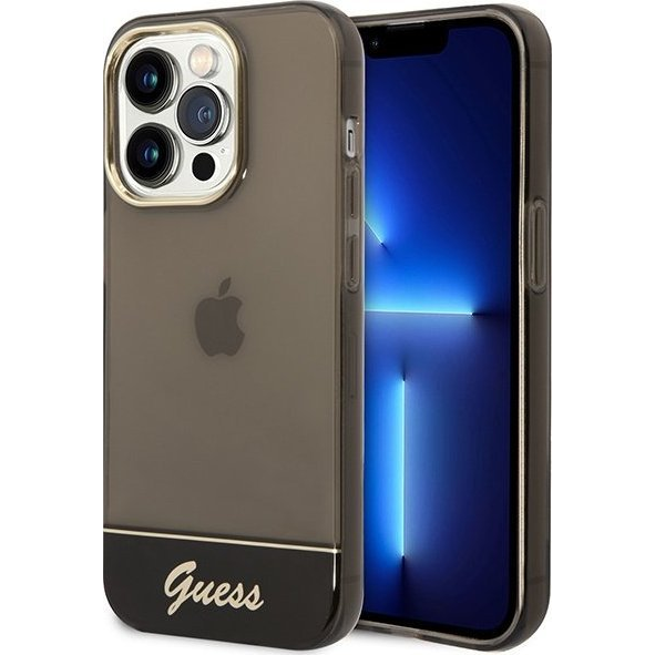 Guess Camera Outline Translucent Apple iPhone 14 Pro hátlap tok, fekete (GUE1965)