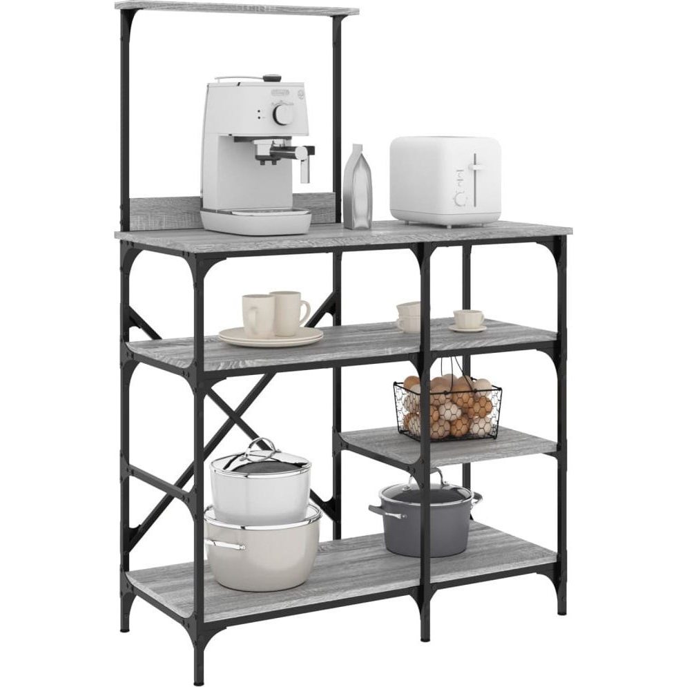 szürke sonoma színű szerelt fa és fém pékállvány 90x40x132 cm (845419)