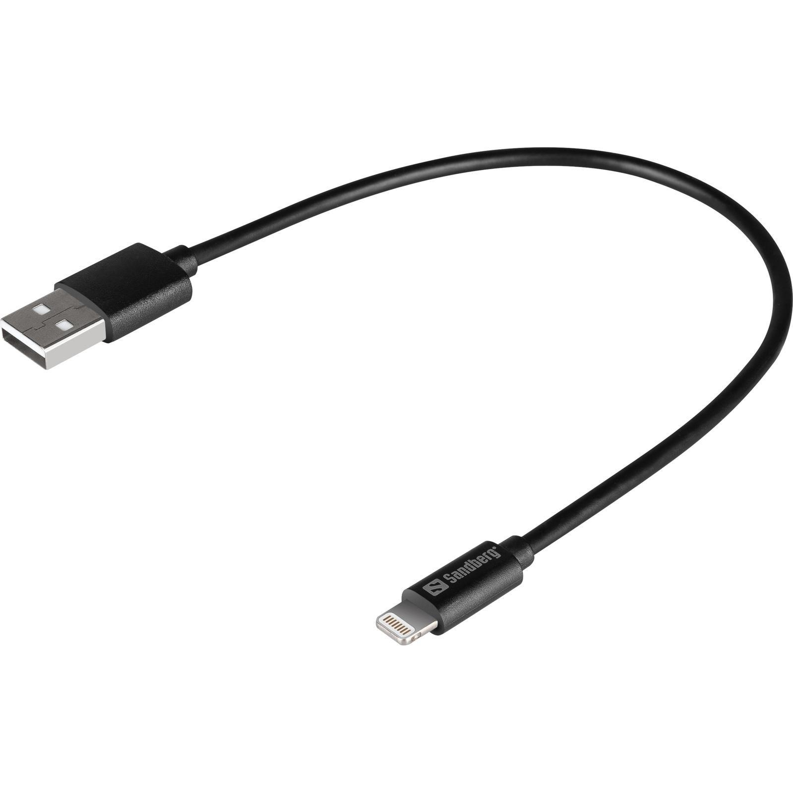 SANDBERG Töltőkábel, USB>Lightning MFI 0.2m Black (441-40)