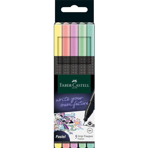 FABER-CASTELL Finepen Grip 0.4 5er Etui pastell