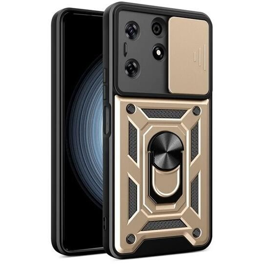 Gigapack Defender Tecno Spark 10 Pro 4G kameravédős tok aranyszínű-fekete (GP-157814) (GP-157814)