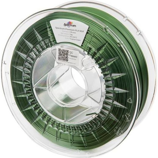 Spectrum Filaments 80266 PLA SILK 3D nyomtatószál PLA selyem Selymesen fényes 1.75 mm 1000 g Tropical Green, Zöld 1 db