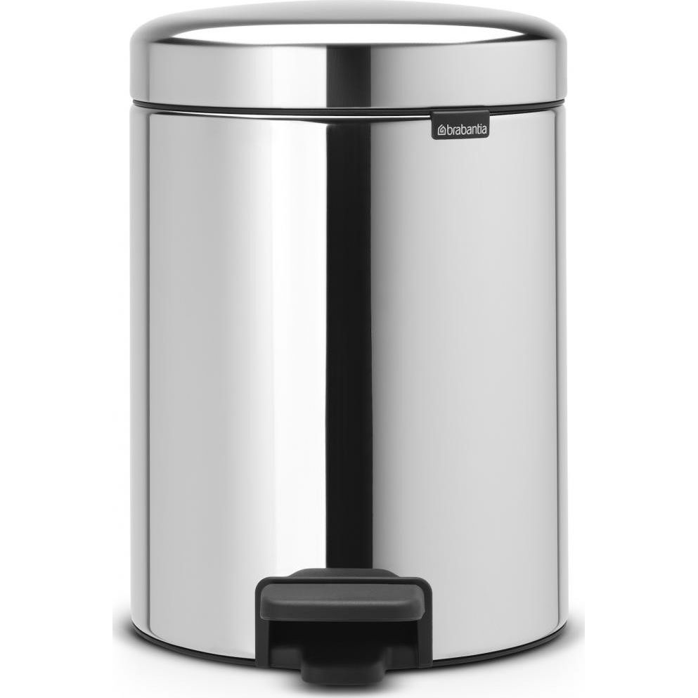 Brabantia NewIcon pedálos hulladékgyűjtő szagmentesen záródó Soft-Close fedél, műanyag tartály, 5L - W méret, r.m. acél, fényes - 112621 (112621)