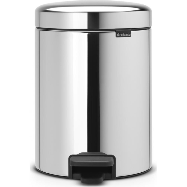 Brabantia NewIcon pedálos hulladékgyűjtő szagmentesen záródó Soft-Close fedél, műanyag tartály, 5L - W méret, r.m. acél, fényes - 112621