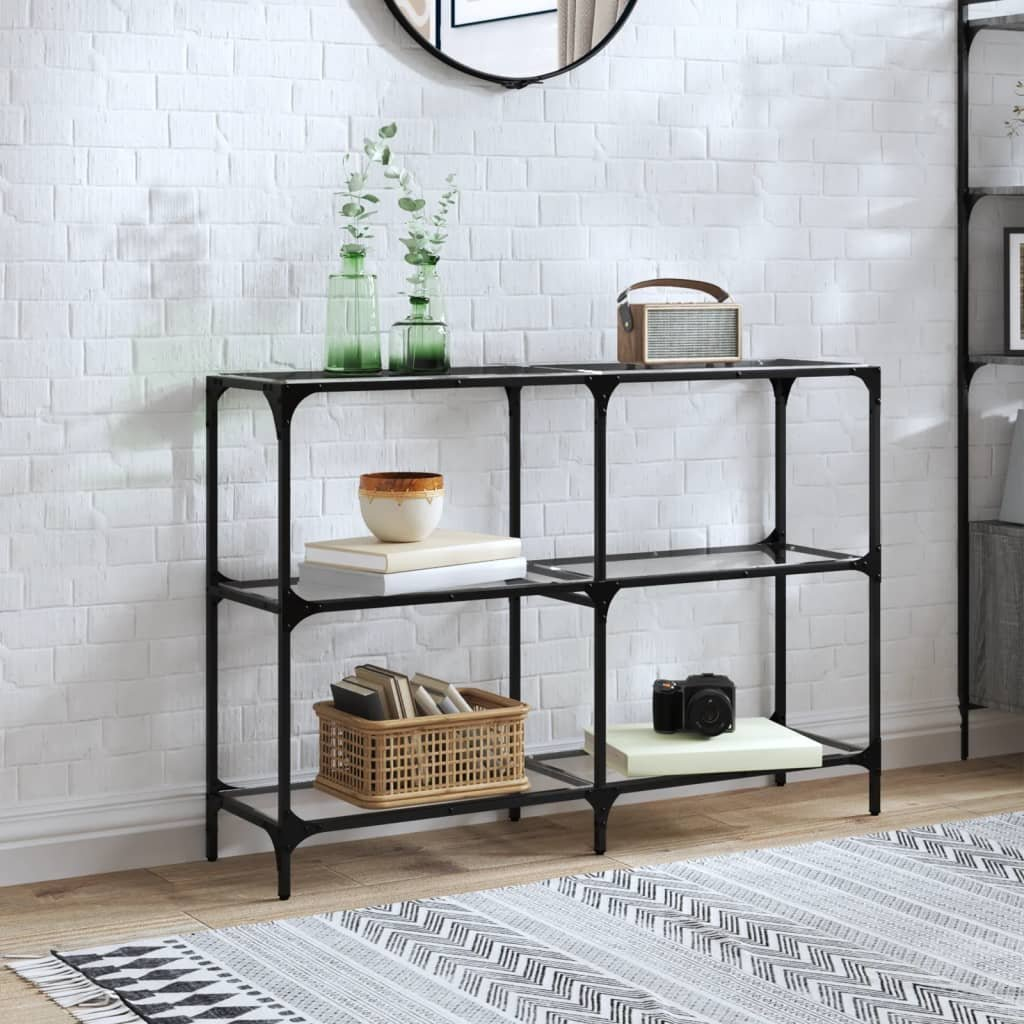 acél tálalóasztal átlátszó üveglappal 118,5 x 30 x 81 cm (846030)