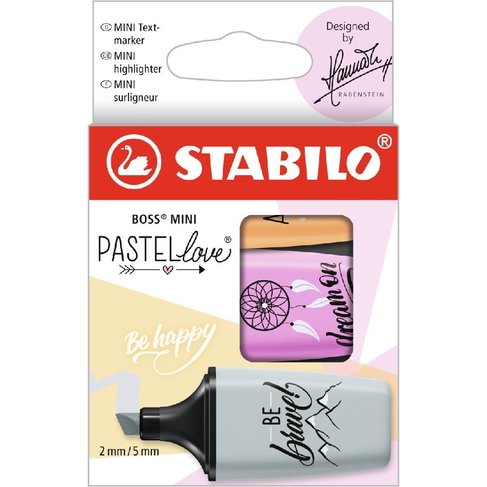 Stabilo 07/03-59 BOSS MINI Pastellove 2-5mm Szövegkiemelő készlet - Vegyes színek (3 darabos) (07/03-59)