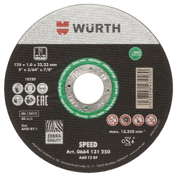 Würth Řezný kotouč Speed Plus 125 × 22,2 × 1,6mm (0664131251060 1)